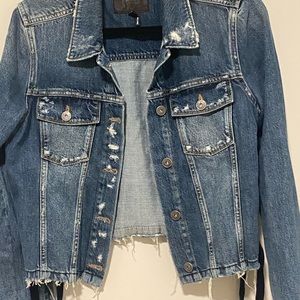 Paige villa denim jacket with velvet lace detail.  Retails $259 SOLD OUT